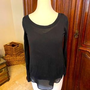 Black sweater with open back and silky underlay